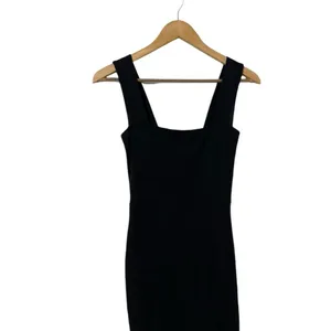 REFORMATION Cassi Black Knit Ribbed Square Neck Sleeveless Slit Midi Dresss thumbnail 9