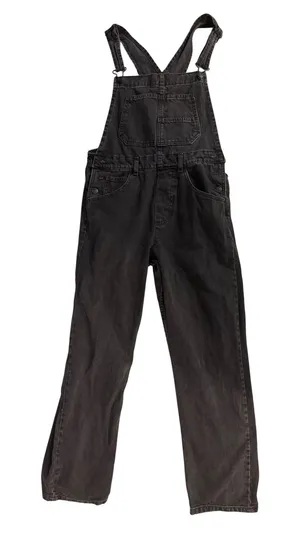 We The Free Free People Black Denim Overalls Womens Size S Straight Leg Bib Jean thumbnail 1