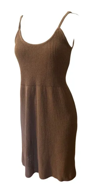 TRANSIT PAR SUCH Taupe Midi Sweater Slip Dress Size 1 MINIMALIST Comfy Cozy S thumbnail 1