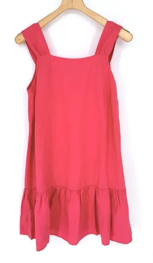 Loft Square Neck Flounce Tank Basic Dress Linen Blend Coral Size M NWT‎ thumbnail 1