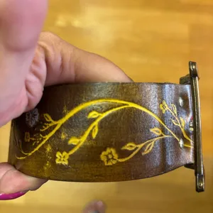 Vtg Genuine Cow Leather Hand Painted Coastal Cowgirl Western Boho Waist Belt S thumbnail 4