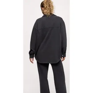 Nuuds Weekend Black Wash French Terry Button Down Lounge Sweater Women's Size XS thumbnail 4