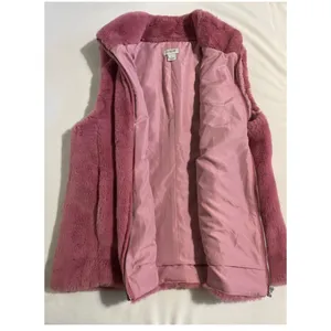 J.Crew Faux Fur Vest Women's Small Pink Full Zip Mock Neck Plush Fleece thumbnail 6