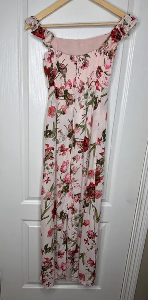 Solaris Style Floral Maxi Overlay Romper Off Shoulder NWT Size S thumbnail 3