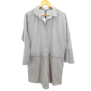VETTA Capsule Convertible Shirt Dress Blue White Stripe Minimalist M Office NEW thumbnail 4