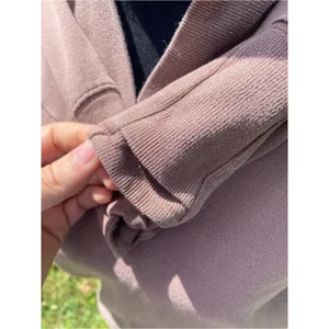 Athleta Coaster Luxe V-Neck Shawl Collar Sweatshirt Pullover Mauve Relaxed Fit thumbnail 6