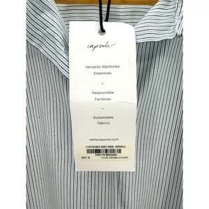 VETTA Capsule Convertible Shirt Dress Blue White Stripe Minimalist M Office NEW thumbnail 8