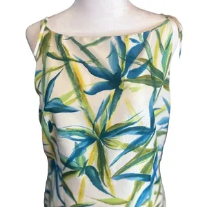 Liz Claiborne Silk Sheath Dress Womens 8 White Blue Green New Tropical Mini Tie thumbnail 7