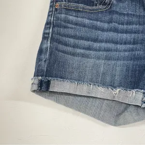 American Eagle Rolled Hem Shorty Jean Shorts Womens 8 Blue Denim Stretch Zip Fly thumbnail 4