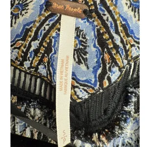 Free People Moonlight Dance Floral Bell Sleeve Boho Tunic Top Blue Size‎ Small thumbnail 3