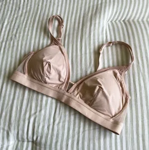 Lively Mesh Trim Triangle Padded Bralette Size S Cream Removable Padding thumbnail 1