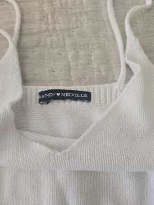 Brandy Melville White Knit Cropped Sweater Tank thumbnail 2