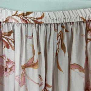T Tahari Maxi Skirt Womens Large Cream‎ Pink Floral A-Line Stretch Lightweight L thumbnail 12