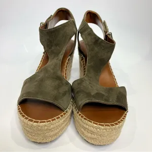 Franco Sarto treasure 2 wedge espadrilles olive green suede‎ womens size 9.5 thumbnail 3