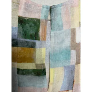 GiGiO Linen Tencel Asymmetrical Tunic Top Size L Abstract Art Print thumbnail 9