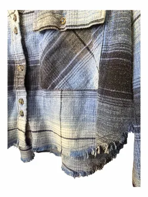 BDG Joey Flannel Shirt Womens Blue Boho Retro 90s Y2K Casual Comfy Streetwear thumbnail 3