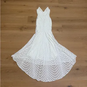 No Brand Beaded Maxi Dress Gown Bridal Size S White thumbnail 4