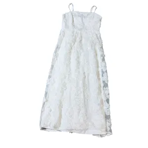 NWOT Lulus Medium‎ Delightful Charisma White Embroidered Sequin Mesh Midi Dress thumbnail 3