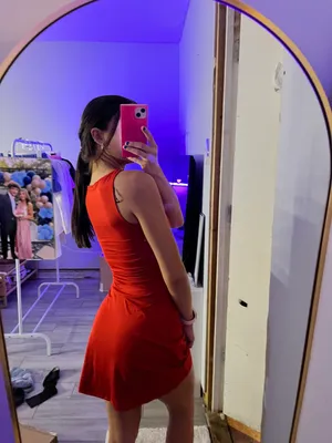 H&M Red Scrunch Dress thumbnail 3