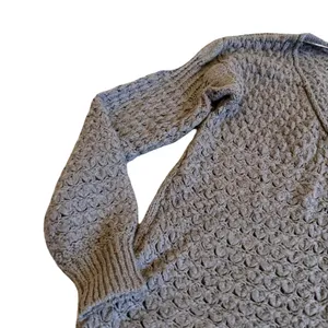 Free People Chunky Pullover V-Neck Sweater Neutral Brown Wool Stretch Size Large thumbnail 4