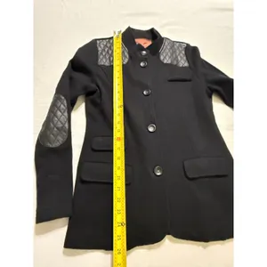 525 America Womens Black Knit Blazer Quilted Leather Patch Jacket Medium thumbnail 6