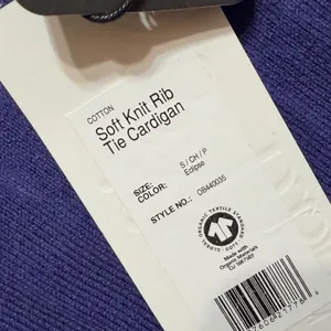 Organic Basics Soft Knit Rib Tie Cardigan Eclipse Purple Blue Small OB440035 NEW thumbnail 6