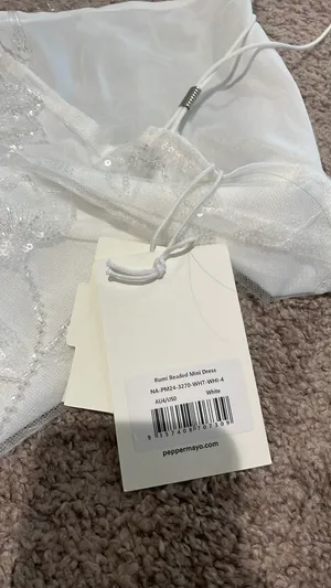 Peppermayo White Beaded Halter Mini Dress thumbnail 4