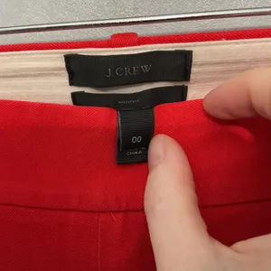 J. Crew Minnie Pants Red‎ Size 00 Cropped Ankle Slim Fit thumbnail 3