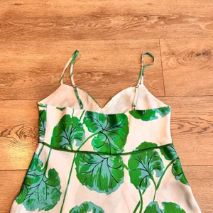 Diane Von Furstenberg DVF for Target Green‎ Leaf Mini Satin Slip Dress Small S thumbnail 4