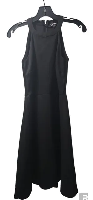 Lulus Black Halter‎ Neck Fit & Flare Party Dress Sleeveless Size S thumbnail 1