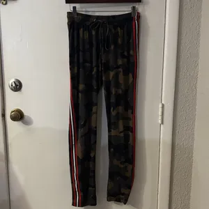 Liz & Sara Camouflage Racing Stripe Drawstring Leisure Pants M Indie Sleaze Rave thumbnail 3