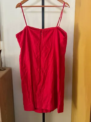 GAP Linen‎ Blend Mini Dress Bright Red Sleeveless Square Neck NWT Size XL thumbnail 5