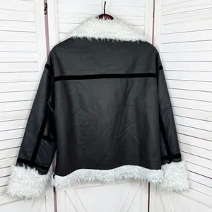Princess Polly‎ Mariana Jacket Small Medium Black PU Faux Fur Lined Moto Biker thumbnail 11