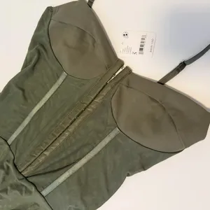Free People | Corset Bodysuit in Olive Green Small thumbnail 3