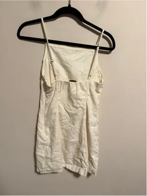 Abercrombie & Fitch Linen Blend Mini Dress Cream Beige- Size Small thumbnail 3