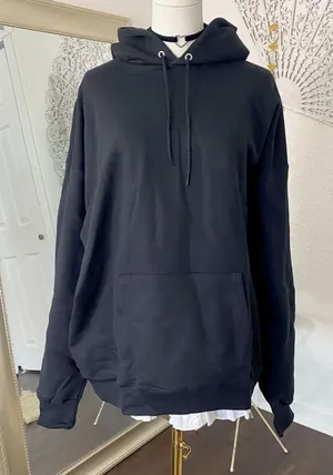 New Hanes Ultimate Cotton Black hoodie Sweater Size XL thumbnail 1