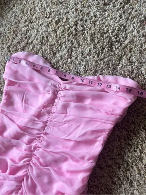 For Love & Lemons Pink Strapless Ruched Mini Dress thumbnail 6