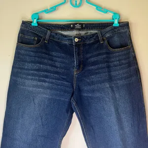 NWT! Hollister Dark Wash Low-Rise Dad Jean Outer Ankle Slit Size 19R W34 L31 thumbnail 6