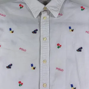 Vintage Polo Ralph Lauren White Embroidered Tie Front Shirt Size Small Flowers thumbnail 3
