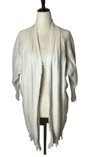 Elliatt Sweater Women Small Beige Ivory Knit Knit Open Front Long Line Cardigan thumbnail 1