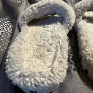 UGG Cozy Cream Fuzzy Slippers very worn as shown still wearable Women’s size 7 thumbnail 5