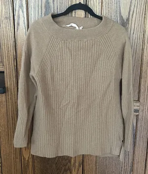 Soft Surroundings Scoop Neck Camel Color 100% Cashmere‎ Tunic Sweater large thumbnail 1