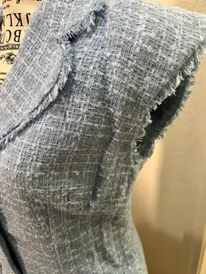Maeve Anthropologie Blue Tweed Pearl Button Blazer Mini Dress NWOT Size 8 thumbnail 9