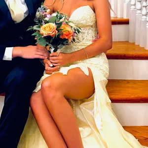 Sherri Hill Prom Dress Yellow Strapless thumbnail 2