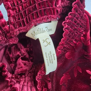 Matilda Jane 21Y Melanie Velour Long Sleeve Holiday Dress‎ Burgundy Floral Small thumbnail 5