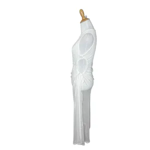 Forever 21 White Sheer Mesh Lace Cover-up Side Tie Swimwear Dress Size Large thumbnail 3