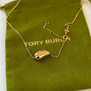 NWOT Tory Burch Gold-tone Pave Leaf Pendant Necklace thumbnail 3