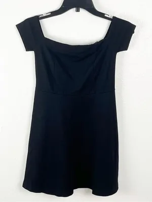 FREE PEOPLE Mambo Off Shoulders Side Pockets Little Black Dress Size XS Boho thumbnail 1