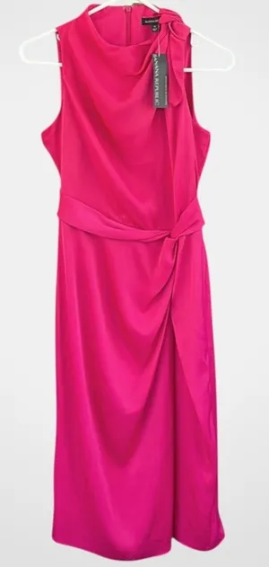 NWT Banana Republic Tie Neck Sleeveless Sheath Midi Dress Fuchsia size 0 thumbnail 1