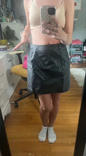 Mango faux black leather skirt thumbnail 1